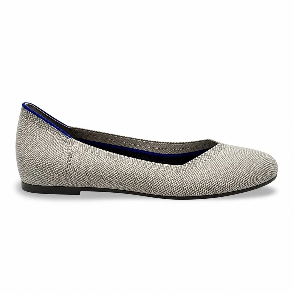 Rothys Womens 12 Gray Shimmer Round Toe Ballet Flats The Flat Washable Preppy